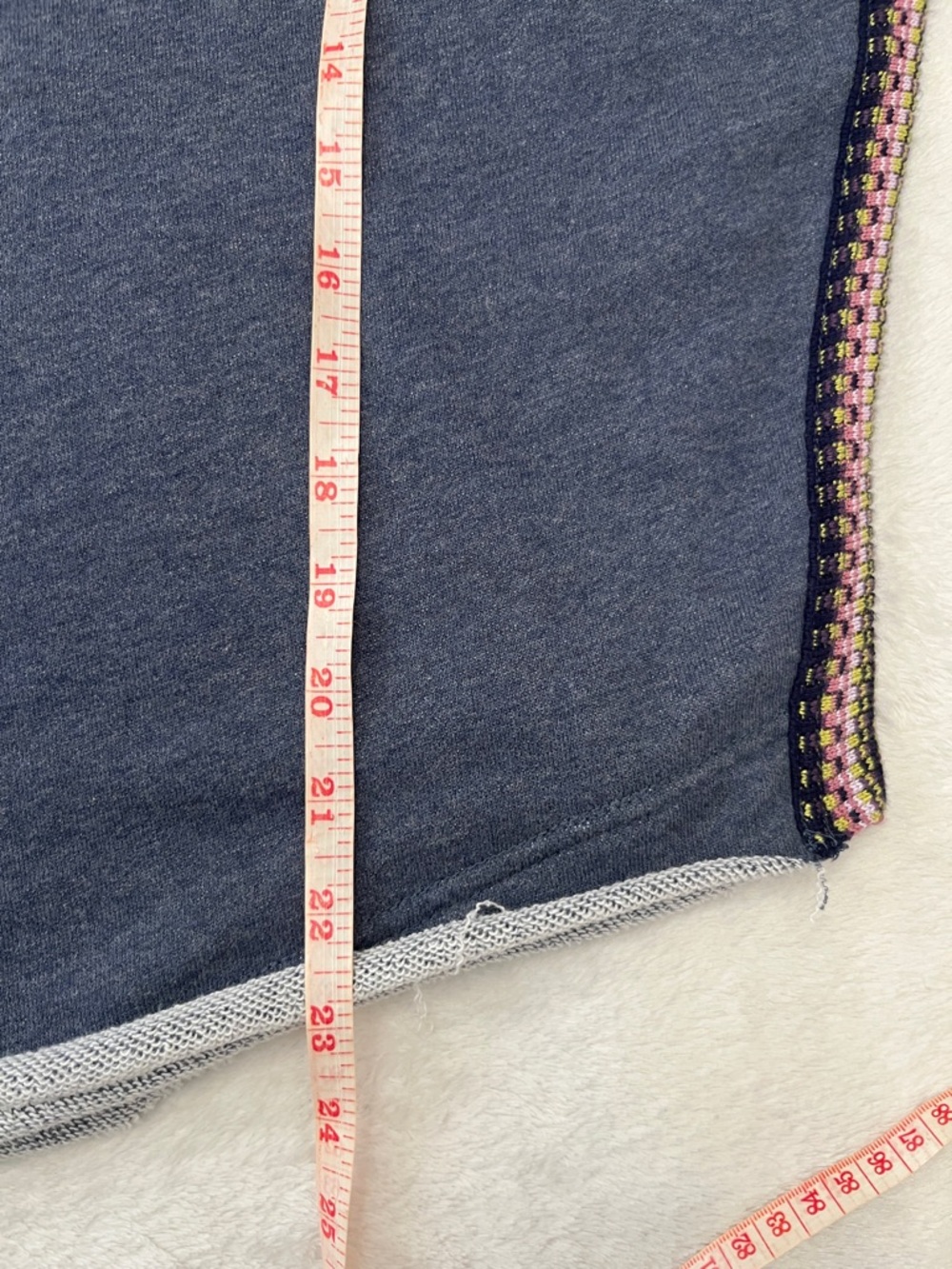 Natural Life Boho Oversized Knit Trim Sweatshirt Blue S/M Raw Hem - Picture 9 of 13